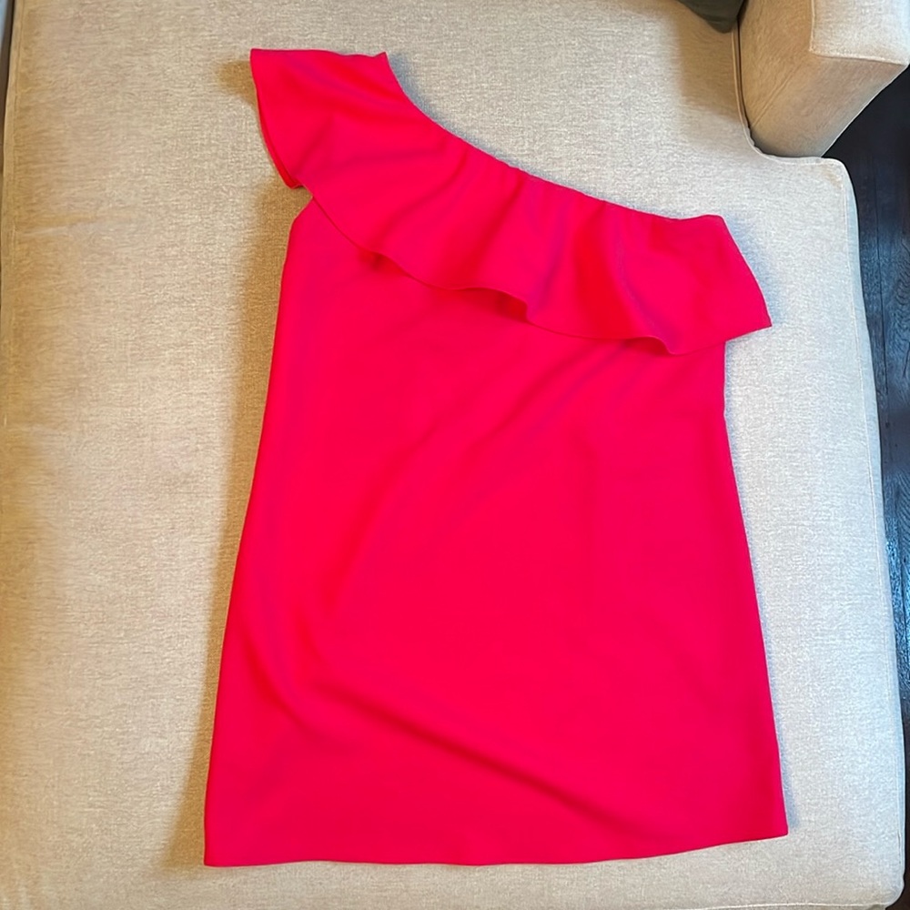 Ruffled one shoulder cocktail dress